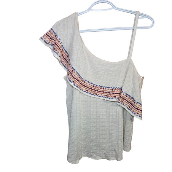 Lucky Brand Women's Embroidered Off The Shoulder Top Aztec Western Large - Picture 5 of 5